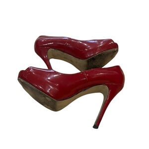 Chase + Chloe Red Peep Toe Heels Women